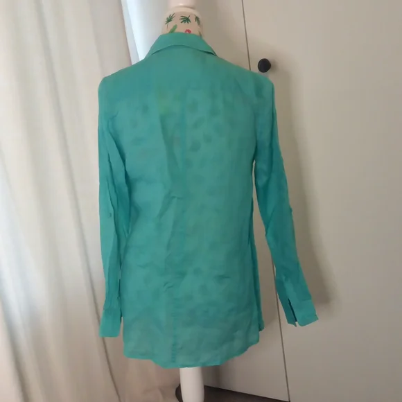 Sportscraft long sleeve shirt, teal coloured, roll up sleeve option (10) - Picture 3 of 5